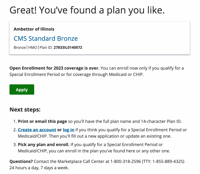 'Like this plan' page